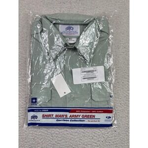 DSCP Dress Shirt Mens 16.5 Green Army AG 415 Garrison Short Sleeve Uniform